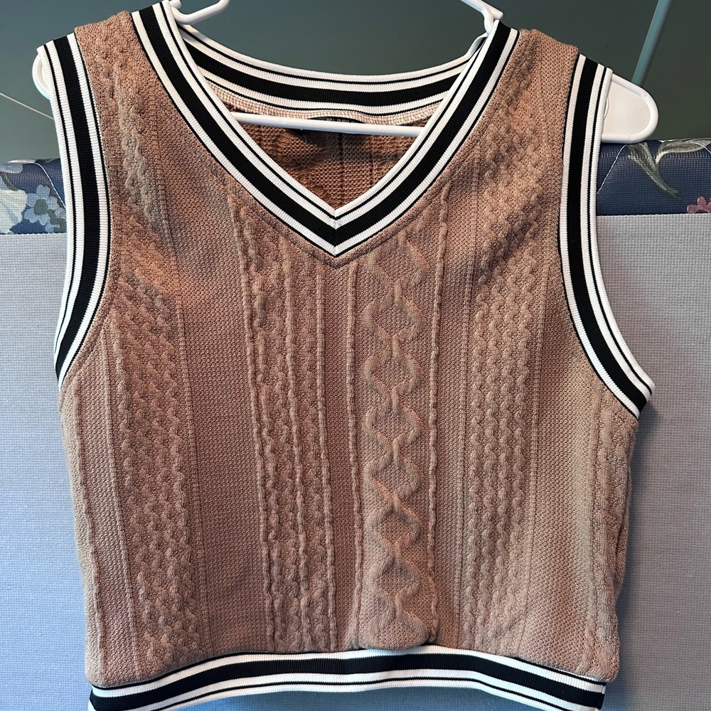 SHEIN tan cropped sweater vest